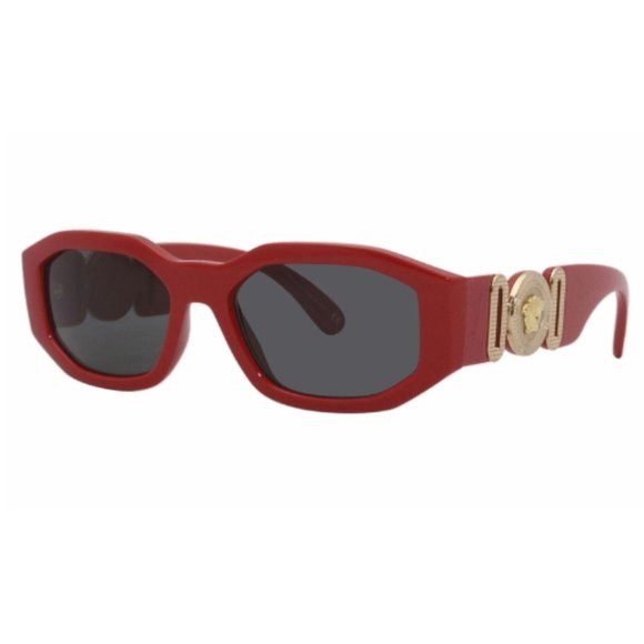 Authentic Versace Rectangular Sunglasses VE4361 5330/87 Red Frame Gray Lens 53MM